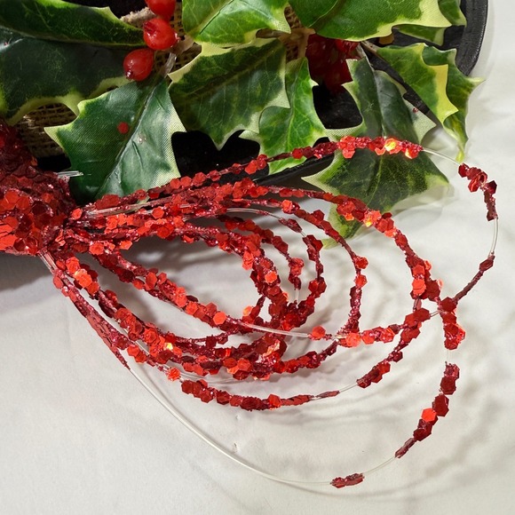 Christmas Vintage Top Hat Steampunk Decorative Black Felt Burlap Holly Red Bird - Picture 11 of 12